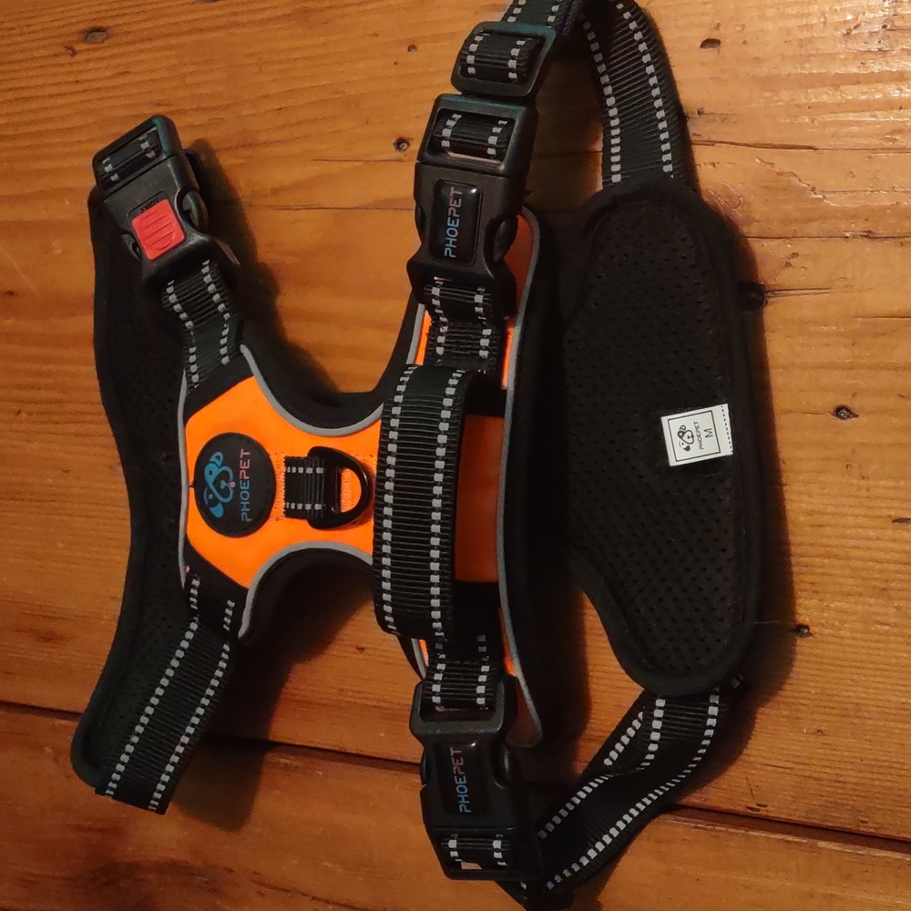 Phoepet orange and black harness dogs sz m
